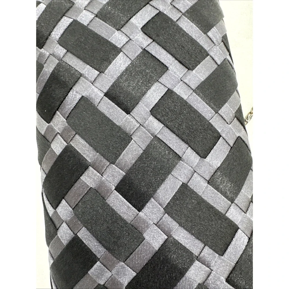 Lulu Townsend Black‎ Gray Evening Purse Chain Strap Fabric Rectangle
